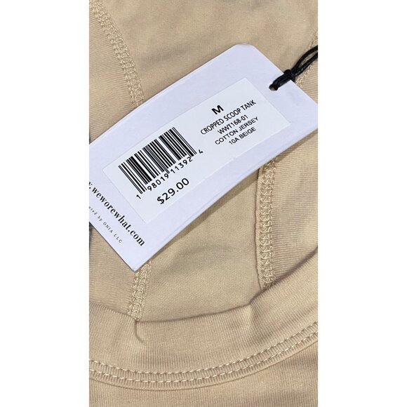 We Wore What Tan Cotton Cropped Scoop Tank Top M - Picture 4 of 4